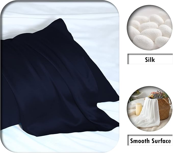 Silk Pillow Cases 2 Pack, Soft Breathable and Sliky Standard Size Pillow Cases - Image 2