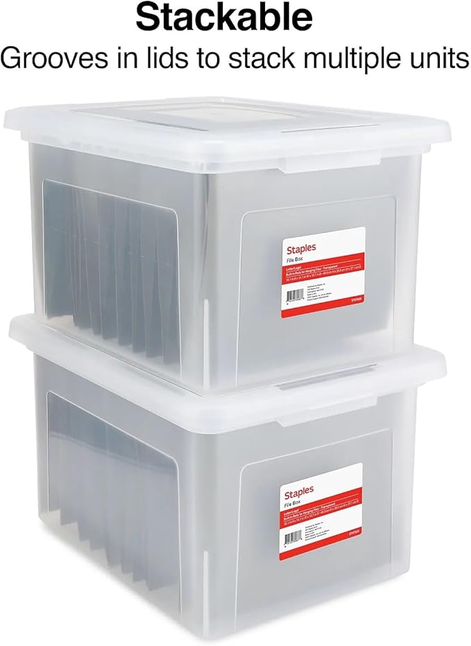 STAPLES Plastic File Box with Snap Lid, Letter/Legal Size - Image 6