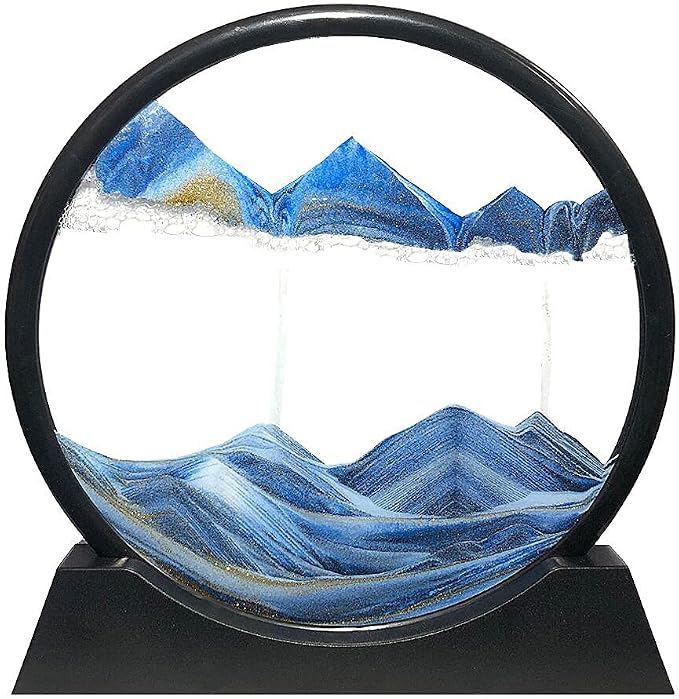 Muyan Moving Sand Art Picture Sandscapes in Motion Round Glass 3D Deep Sea Sand by Muyan