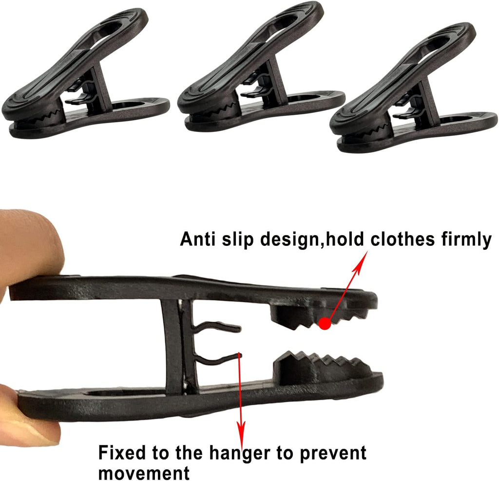 Black Hanger Clips 60 PCS, Multi-Purpose Plastic Clips Perfect for Plastic Hangers Velvet Hanger, Finger Clips for Skirt Pants Hangers