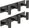 PMMASTO Coat Rack Wall Mounted, 3 "T Shaped Wall Hooks for Hanging, Heavy Duty Stainless Steel Coat Hook Rail for Hat Towel Robes in Bathroom Kitchen Mudroom Entryway (Black, 2PC)