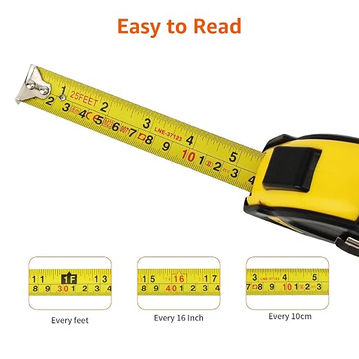 Amazon Basics Self-Locking Tape Measure, Accurate Dual Scale inch/metric - Image 2