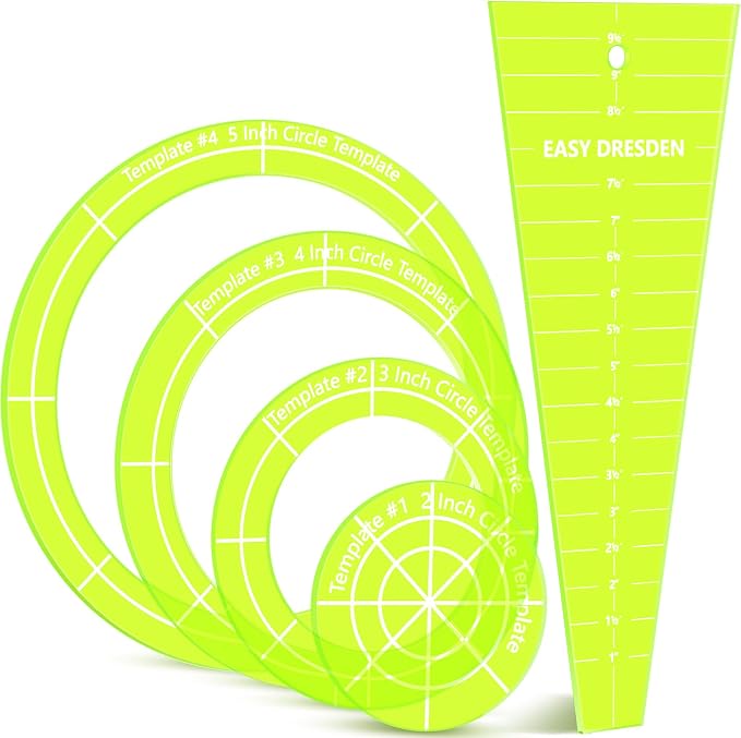 5 Pcs Acrylic Quilting Template Ruler 10 Inch Dresden Plate Template by Kigley