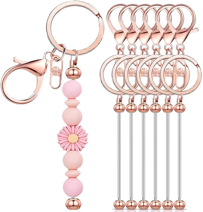 6 Pcs Beadable Keychain Bars Bulk by Sugiury