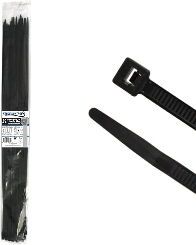 Kable Kontrol Heavy Duty Cable Zip Ties 50 Pcs 32 Inch Black, 175 Lbs Tensile by KABLEKONTROL%C2%AE