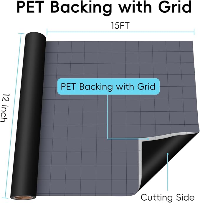 Aoder Permanent Adhesive Vinyl Roll 12" × 15FT, Matte Black | Sticker Vinyl - Image 3