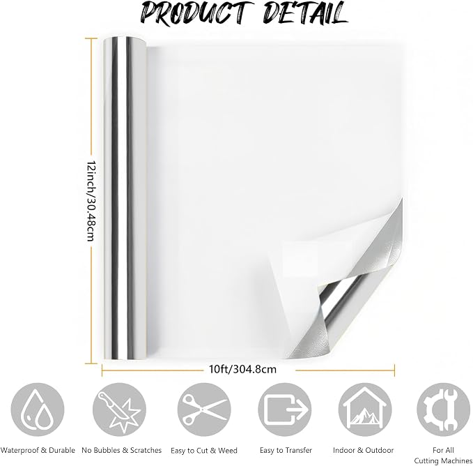 Silver Permanent Adhesive Vinyl, Party Decorations, Scrapbooking & DIY Crafts - Image 2