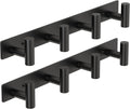 PMMASTO Coat Rack Wall Mounted, 4 "T Shaped Wall Hooks for Hanging, Heavy Duty Stainless Steel Coat Hook Rail for Hat Towel Robes in Bathroom Kitchen Mudroom Entryway (Black, 2PC)
