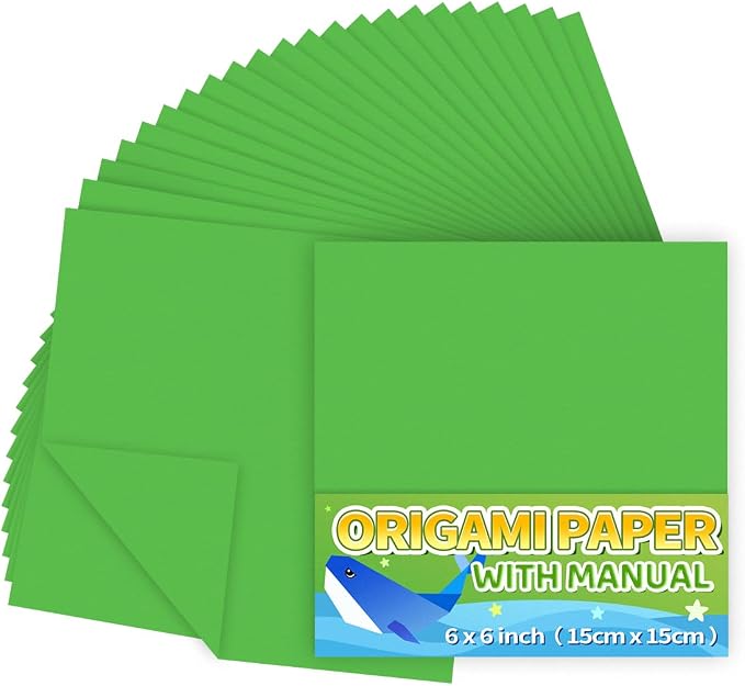Praisebank Dark Green Origami Paper, Double Sided Color, Origami Paper Kit by Praisebank