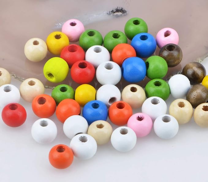AD Beads Wood Spacer Loose Wooden Craft Beads Big Hole Beads Assorted - Image 3