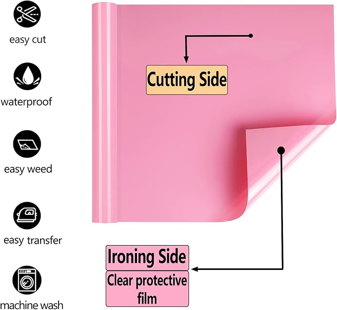 FUNKAKA Pink HTV Heat Transfer Vinyl Rolls, Adhesive HTV Vinyl - Image 3