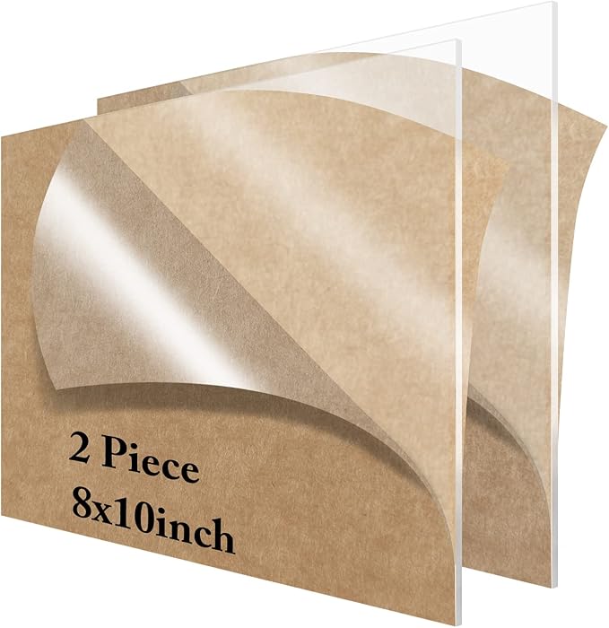 2 Pieces 8 x 10 Clear Acrylic Sheets Blank Acrylic Signs, 1/8 inch Thick by Lesnlok