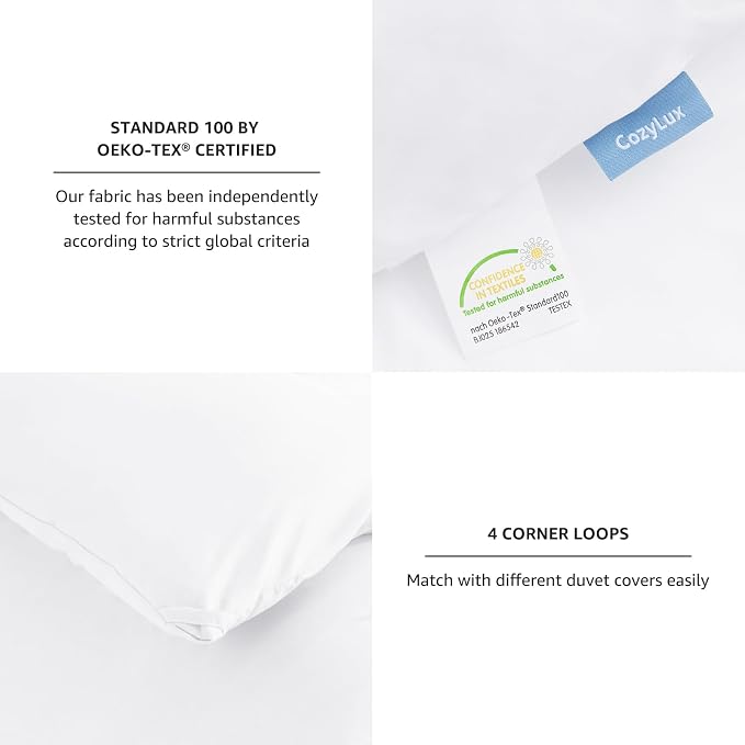 CozyLux White Queen Comforter Set, 3 Pieces Solid Breathable Quilted Boho Style - Image 5