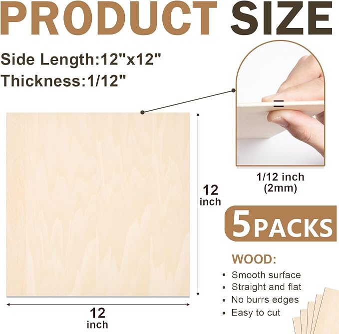 5 Pack Basswood Sheets for Crafts, Wood Burning, Architectural Models - Image 2
