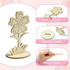 30 pcs 6 Styles Spring Flower Theme Unfinished Wooden Cutout Charms Cute Floral - Image 3