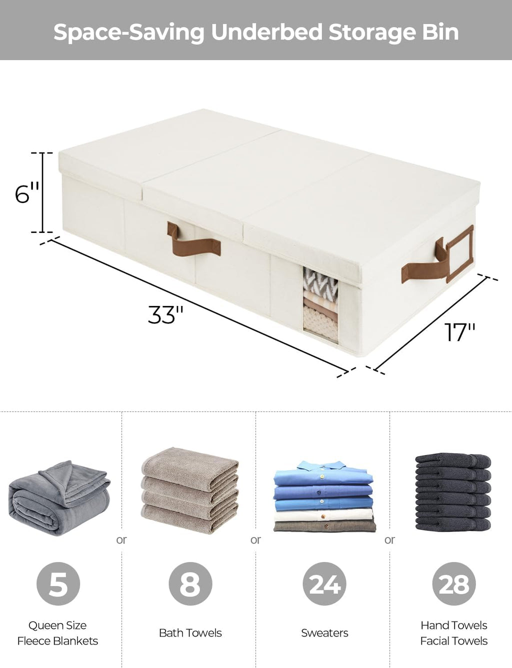 StorageWorks 2-Pack Large Under Bed Storage Bins with Lids, Underbed Storage Containers with Handles and Label Holder, Closet Organizer for Clothes, Blankets, Sweater