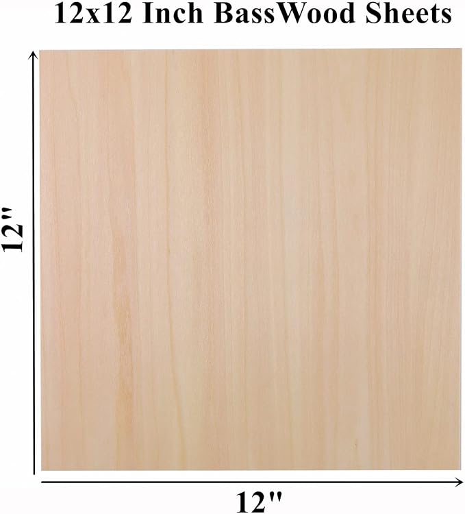 12 Pack Basswood Sheets 1/8 x 12x12 Inch Unfinished Wood Thin Plywood Sheets - Image 2