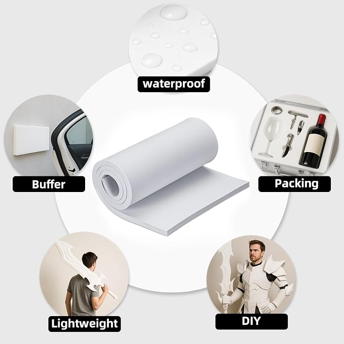 15mm Thick White Eva Foam Cosplay Sheets roll, 13.9" x 39" Premium eva Craft - Image 7