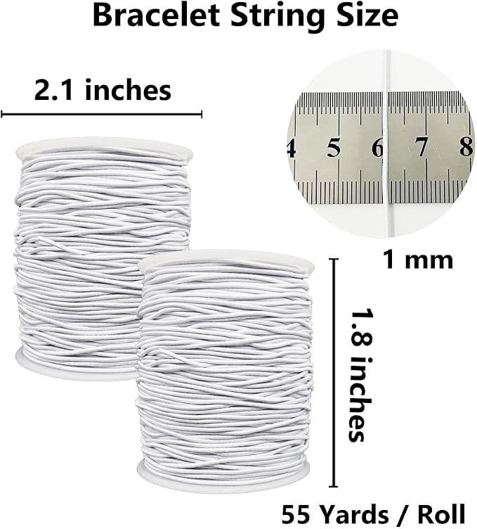 LUSTEMBER Stretchy String for Bracelets, 2 Rolls 1 mm Sturdy Elastic String - Image 2