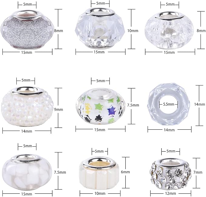 Aipridy Assortment European Large Hole Beads Spacer Beads Rhinestone Craft Beads - Image 4