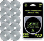 HEADLEY TOOLS 60mm Rotary Cutter Blades 10 Pack Fits Olfa, Replacement Rotary by HeadleyTools