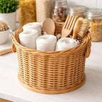 PEDDIG SHOP Two-Handle Storage Basket Weaving Kit – DIY Natural Rattan Craft Set - Image 4
