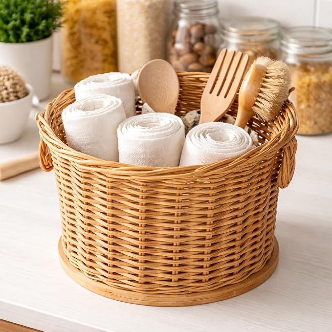 PEDDIG SHOP Two-Handle Storage Basket Weaving Kit – DIY Natural Rattan Craft Set - Image 4