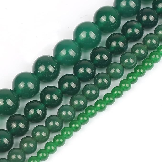 45pcs Round Loose Green Agate Beads - Image 9