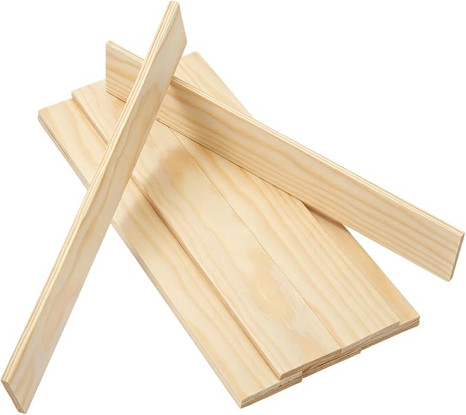 MECCANIXITY 10Pcs Wood Strips Slats, 1/8" x 1‑1/4" x 8" Thin Wood Sticks Flat by MECCANIXITY