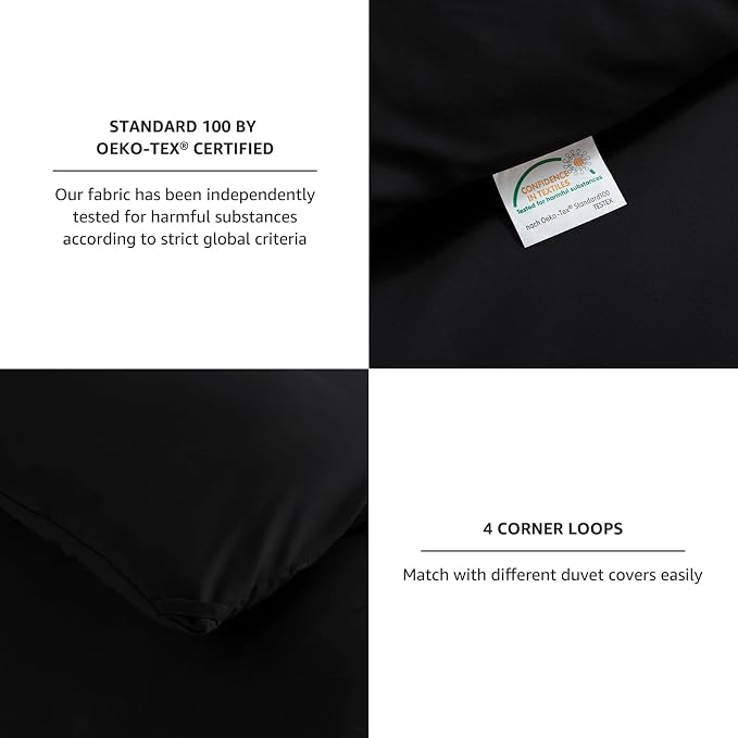 CozyLux Oversized Queen Comforter Set Black, 3 Pieces 98x98 Solid Breathable - Image 5