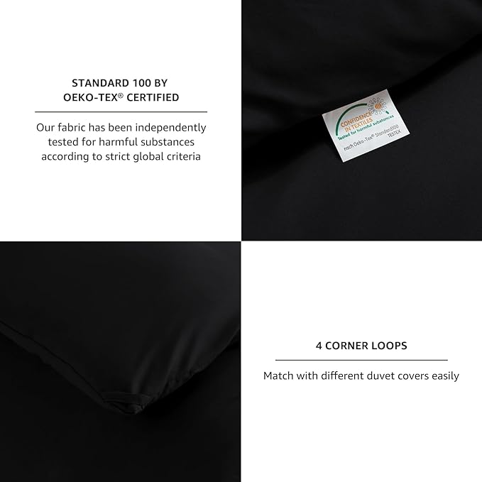 CozyLux King Size Comforter Set Black, 3 Pieces Solid Comforters King Size - Image 5