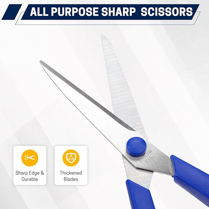 BURVAGY 8" Multipurpose Scissor Bulk 48 Pack, Comfort Grip Handles Ultra Sharp - Image 4