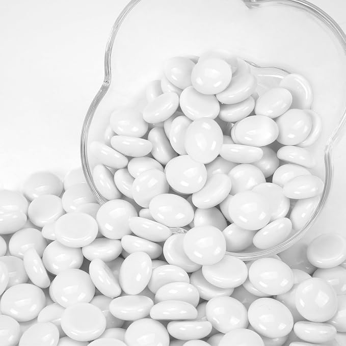 1LB White Flat Glass Marbles for Vases, Gemstone Beads Vase Filler Decorative - Image 5