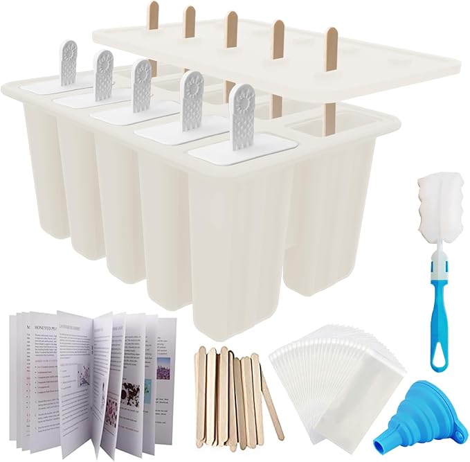 Miaowoof Homemade Popsicle Molds, 10-Cav Non-BPA Silicone Ice Pop Maker by Miaowoof