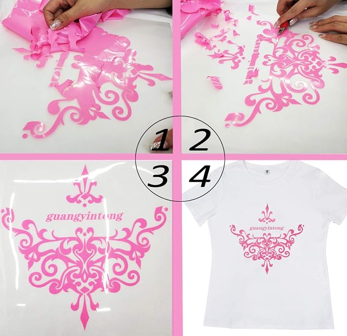 guangyintong Heat Transfer Vinyl Pink HTV Rolls, Matte Surface - Image 4