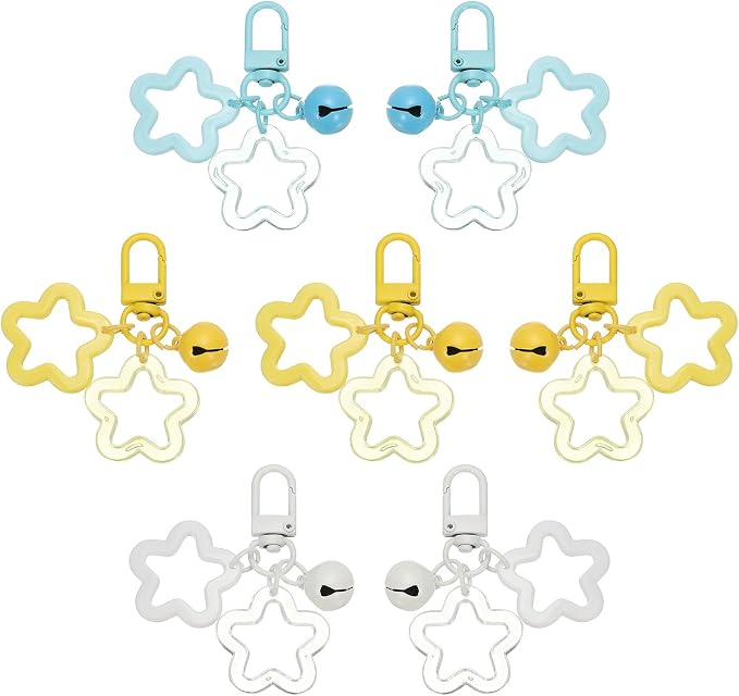 PATIKIL Star Keychain, Candy Color Acrylic Pentagram Keychain Stars Charms Bell by PATIKIL