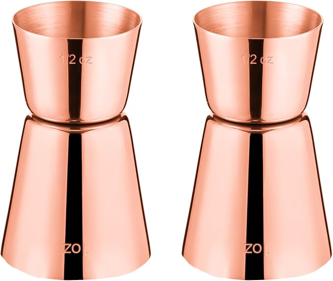 Briout Jigger for Bartending, Flat Edge Rose Gold by Briout