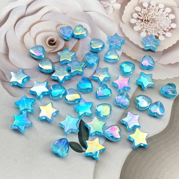 600 PCS Acrylic Beads Heart Star Shape Beads Clear Acrylic AB Colors Bead - Image 2