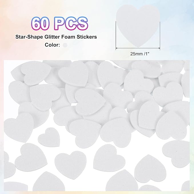 MECCANIXITY 60Pcs Glitter Foam Stickers 1 Inch Self-Adhesive Sparkly - Image 2