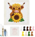 INFUNLY Sunflower Cow Needle Embroidery Kit 9.4" Square Punch Needle Kit by INFUNLY