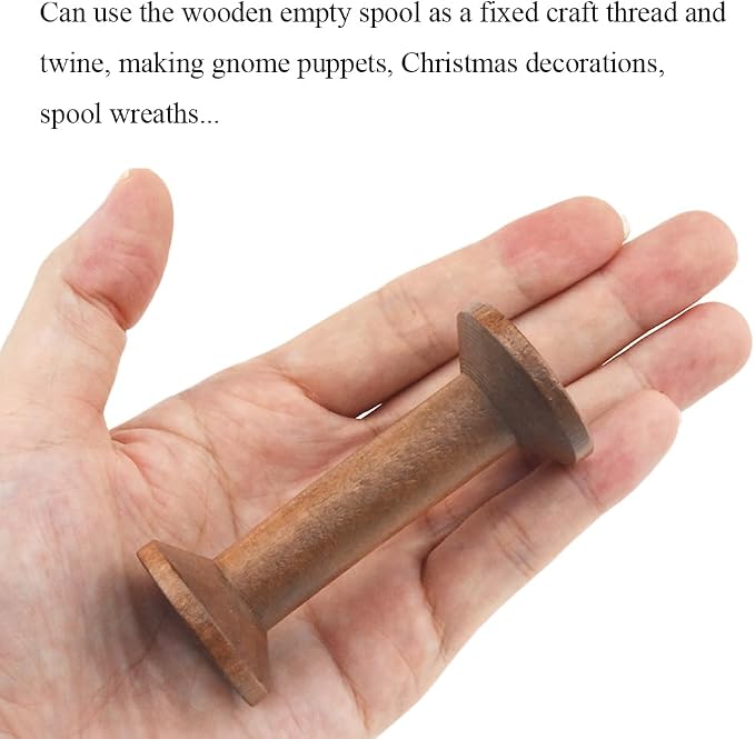 HAHIYO 3Inch/7.5cm 3PCs Light Brown Color Wood Spool - Image 3