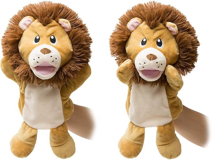 HollyHOME Hand Puppets Lion Plush Animal Zoo Animal Puppets 14 Inches Yellow - Image 6