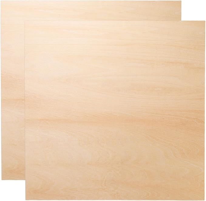 HARFINGTON 2pcs 2mm Basswood Plywood Sheets 16" x 16" x 3/32" Thin Unfinished by HARFINGTON