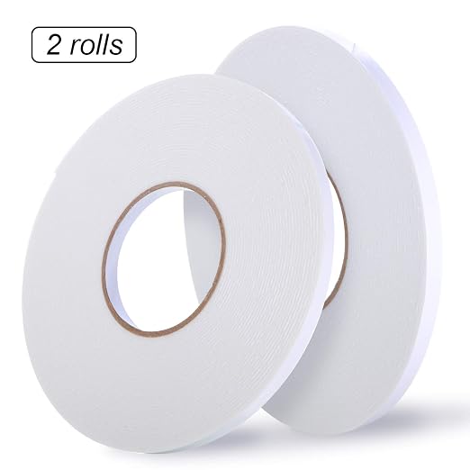 Tatuo 2 Rolls Double Sided Foam Tape 3/8 Inch by 50 Feet White PE Foam Tape - Image 2