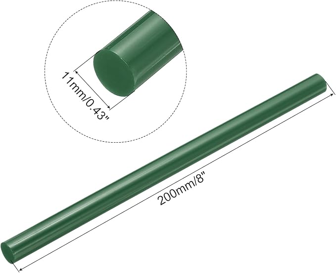 uxcell Mini Hot Glue Sticks for Glue Gun 11mm x 200mm Dark Green 12pcs - Image 2