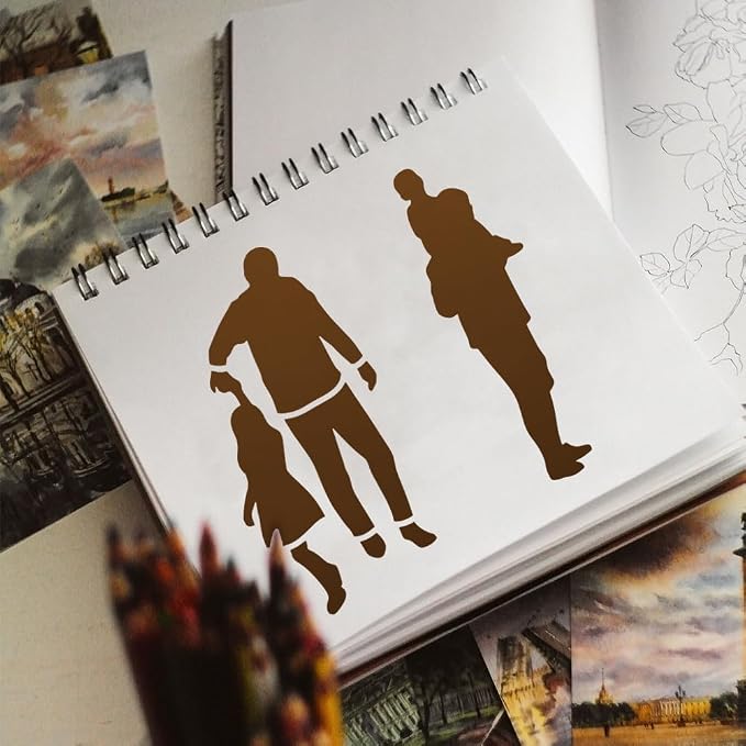 Dad Silhouette Stencil for Painting, 11.8"x11.8" Reusable Plastic Father's Day - Image 5