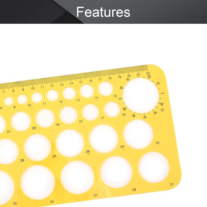 Utoolmart Circle Guide Template 22cm Geometric Drawing Template Measuring Ruler - Image 3