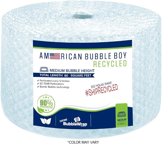 Large roll of 90 Feet of Recycled Medium Bubble wrap by AmericanBubbleBoy