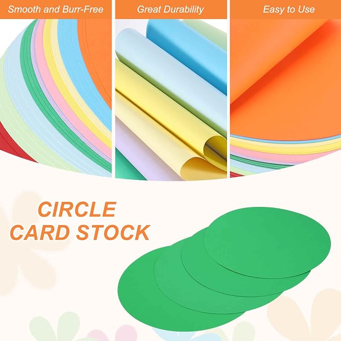 MECCANIXITY 24 Pcs Circle Card Stock, 8.3 Inch Round Cutouts Paper Thick - Image 3