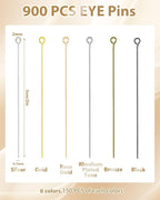 FIVEIZERO 900 PCS Eye Pins for Jewelry Making & Beading, Metal Loop Pin - Image 2
